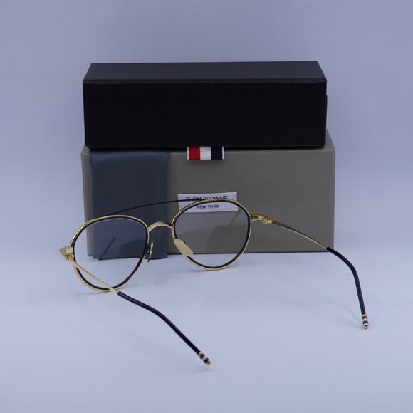 Thom Browne TB109-CGLDNVY53 Aviator Eyeglasses 53mm – Gold/Navy - Picture 6 of 9